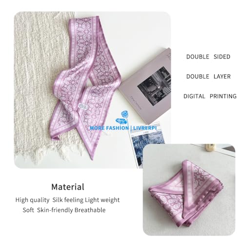 Hair Head Neck Bag Long Scarf Versatile Wrap for Women Soft & Lightweight for Everyday Chic - color: 18 Paisley Pink 3.7 X 38 Inch