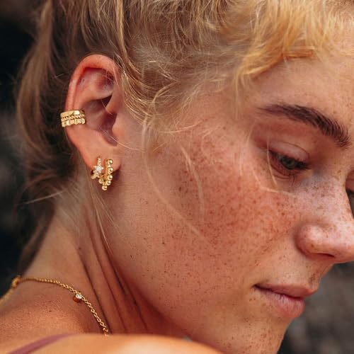 MYEARS Women Earrings Gold Huggie Hoop 14K Small Simple Hypoallergenic Everyday Jewelry - style: Ball & Dangle