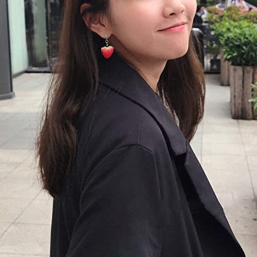 Cute Strawberry Earrings for Women-3D Acrylic Strawberry Drop Dangle Earring Costume Accessories Halloween Christmas Party Jewelry - style: A:Ear hook