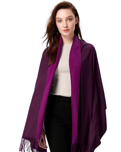 maamgic Women's Winter Scarf Soft Warm Scarf for Women Cozy Shawl Wraps for Women Lightweight Pashmina Style Wrap - color: Purple and Dark Purple