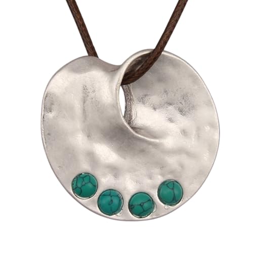 JAOYU Bohemian Necklaces for Women Leather Necklace Wood Pendant Choker Long Brown Necklace Chunky Circle Boho Hippie Jewelry - style: Casual Long Necklace