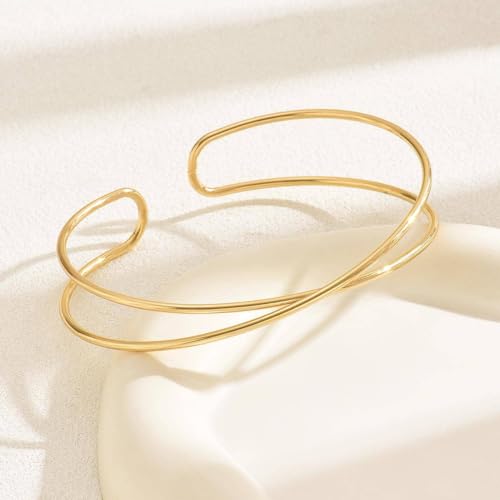 Gold Arm Cuff for Women,Arm Cuff Upper Arm Bracelet Jewelry Minimalist Armband ArmCuffs Bangle Bracelets Summer Beach Accessories - color: F