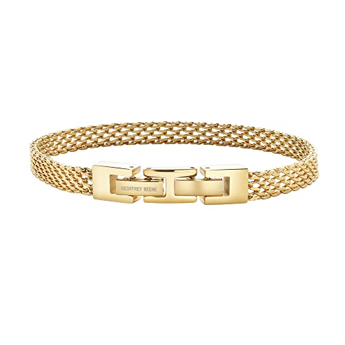 Geoffrey Beene Stainless Steel 6mm Italian Mesh Link Bracelet 8.5Inches - color: Gold