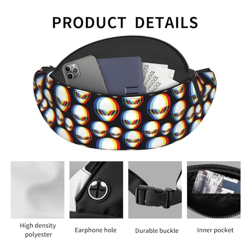 alien abstract fashion Fashion casual fanny pack waist bag men women adjustable belt waist bag for travel hiking cycling running festival carnival - color: Black35
