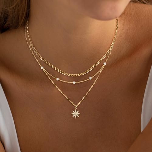 XIXINI Layered Necklaces for Women, Dainty Gold Necklace Stack 14k Gold Plated Layering Beads Choker Pendant Necklace Set Simple Statement Gold Necklaces for Women Trendy Fashion Gold Jewelry Sets - color: set4-Gold