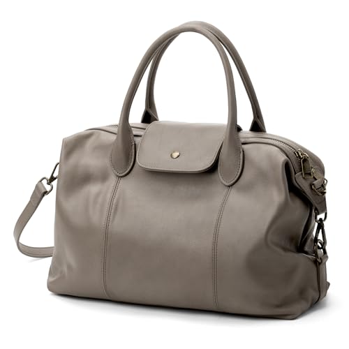 befen Vintage Genuine Leather Satchel Tote Bag for Women, Top Handle Handbags Leather Purse, Large Shoulder Crossbody Bags - color: Grey-taupe