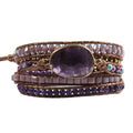 Women Wrap Bracelet Boho Natural Jasper Crystal Stone Beads Strand Bracelets - color: Amethyst