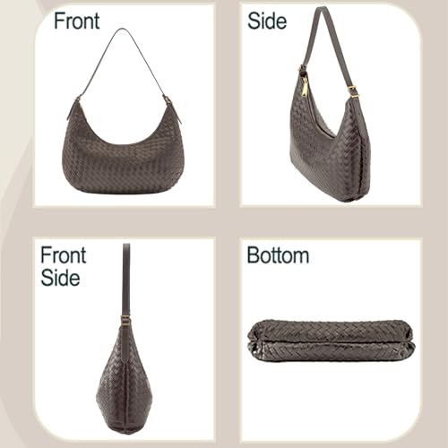Shoulder Bag Handbag for Women Crossbody Tote Bags Woven Purse Clutch Women's Medium Underarm Hobo With Pocket Large - color: Dark Gray