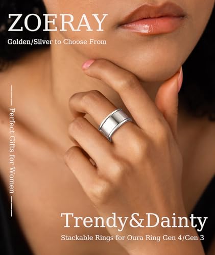 ZOERAY Gold Stackable Rings for Oura Ring Gen 4/Oura Ring Gen 3 Chunky 14K Gold Plated Rings for Women Non Tarnish Cubic Zirconia Twist Thumb Silver Ring Set Gold Band Jewelry for Women Size 6-10 - color: C.Silver Thin Rings
