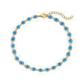 SLOONG Evil Eye Beaded Anklet Bracelets for Women, 14K Gold Plated Ankle Bracelet Jewelry Beach Beads Anklet Set Ankle Bracelets for Women - color: Blue