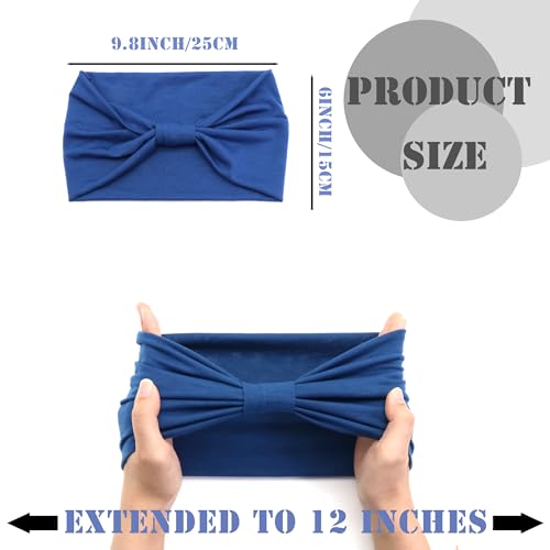 FULZTEY Wide Headbands for Women Neutral Knotted Headwraps Fashion Head Bands Elastic Non Slip Workout Yoga Sweat Hairbands Soft Cotton Turbans Large African Bandana Hair Accessories 4Pcs - color: Style 106
