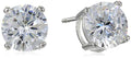 Amazon Essentials Plated Sterling Silver Cubic Zirconia Stud Earrings (Round & Princess) - color: White/Platinum, size: 7.5 mm, style: Round Cut