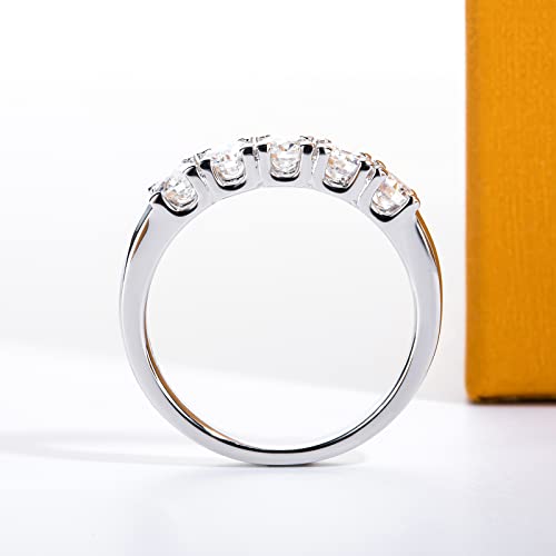 Moissanite Eternity Rings Wedding Bands D Color VVS1 Clarity Round Brilliant Cut 925 Sterling Silver 5/6 Stones Anniversary Band Rings for Women with Certificate - color: 5 Stones