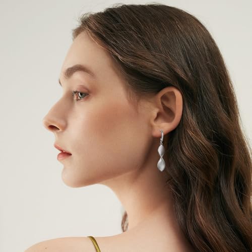 Dangle Earrings For Women, Silver Plated Lightweight Drop Earrings With Sparkling Cubic Zirconia,14K Gold Plated Hypoallergenic Face Shaping Earrings For Wedding Party Daily Office Jewelry Gift - color: Silver-B