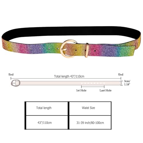 Dubulle Womens Belt Chain Leather Belts Vintage Western Adjustable Elastic Double Buckle for Cowboy Pant Dress - color: Multicolor
