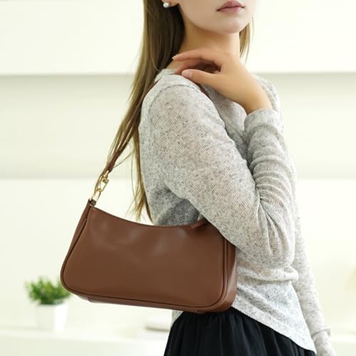 Shoulder Bag for women Crossbody Bags Retro Classic Small Hobo Purse Clutch Tote Handbags with Zipper Closure - color: Brown