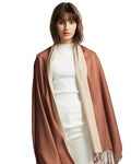 maamgic Women's Winter Scarf Soft Warm Scarf for Women Cozy Shawl Wraps for Women Lightweight Pashmina Style Wrap - color: Rusty Brown and Cream