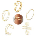 Giovanchi 5 Pieces Arm Cuff Upper Arm Band Cuff Bracelets for Women Adjustable Armband Set - style: D-Gold