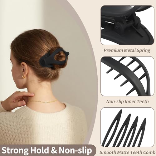 9 Pack Flat Hair Clips for Women, Matte Claw Clips for Thick & Thin Hair, Suitable for Driving (Beige,Camel,Black) - color: Beige/Camel/Black-Regular