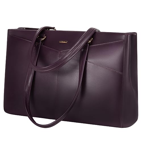 LOVEVOOK Laptop Bag for Women 15.6 Inch Tote Bags Waterproof Leather Briefcase Computer Women Business Office Work Bag,Mulberries Purple - color: Mulberries Purple 15.6 Inch, size: 15.6 inch