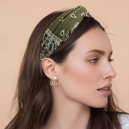 AQOKKA Elastic Knotted Headbands for Women Cloth Head Hair Bands for Women's Hair Non Slip Boho Wrap Twisted Hair Accessories - color: 4 Pack Cross Floral : B