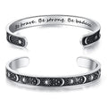 TONY & SANDY Inspirational Bracelets for Women Teen Girls Personalized Gifts for Daughter Granddaughter Mom Sister Friends Stainless Steel Engraved Cuff Birthday Easter Christmas - style: A - Sun & Moon - Be brave be strong be badass