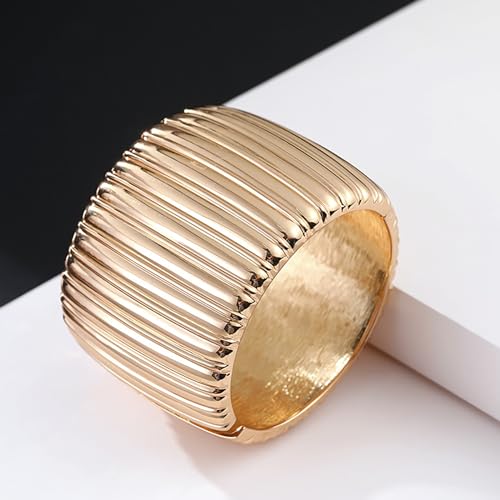 YMBYCM Gold Chunky Bangle Bracelets for Women Trendy Wide Chunky Cuff Bracelets Wrap Bracelet - style: F-G