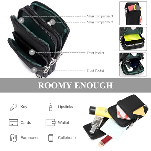 WITERY Waterproof Nylon Cute Crossbody Cell Phone Purse Smartphone Wallet Bag for Women - color: Black 1