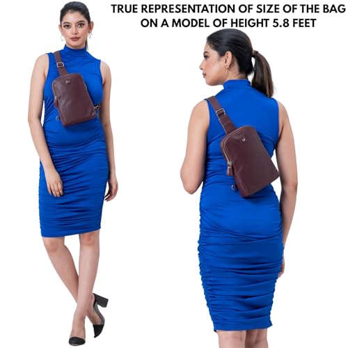 Leather Sling Bag for Women Genuine Crossbody Purse Small Trendy Cross Over Chest with Phone and Credit Card Slots (Burgundy Nappa) - color: Burgundy Nappa