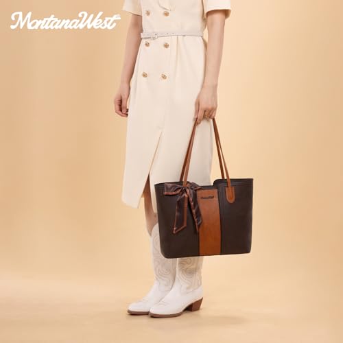 Montana West Tote Bags for Women Top Handle Satchel Purses - color: Orange Coffee