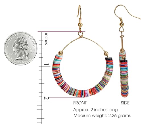 Bohemian Multi-Colored Sequin Hoop Gold Earrings - SPUNKYsoul Collection… - style: MEDIUM HALF DISC GOLD