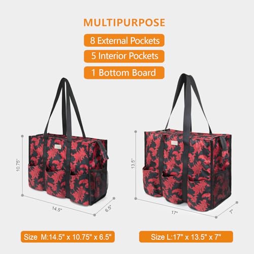 TOPDesign Utility Water Resistant Tote Bag with 13 Pockets, Top Zipper Closure & Thick Bottom Support, for Working Women - color: Baroque, size: Medium