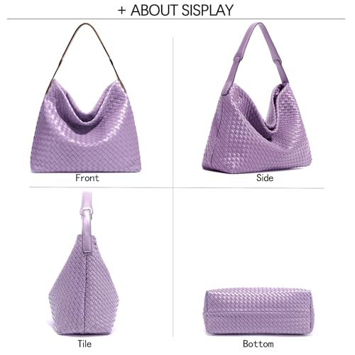JINMANXUE Women Boston Bag, Woven Hobo Tote Handbag and Purses, Female Satchel Messenger Bags, Fashion Shoulder Crossbody Bag - color: Morning Glory Purple