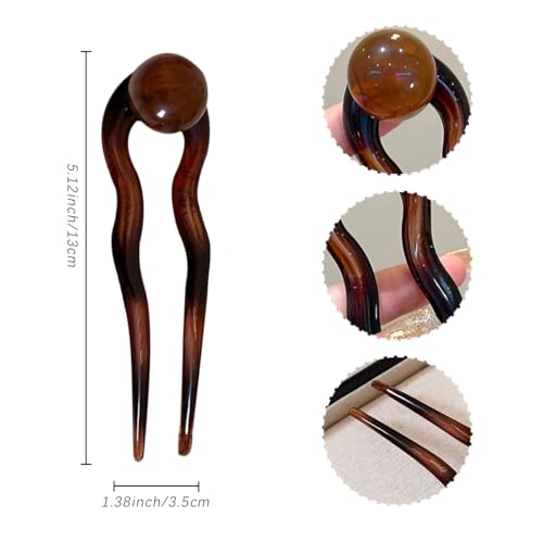 4 Pcs French Hair Forks U Shaped Hair Pins Vintage Bun Hair Sticks French Hair Pins for Women Girls,Random Style