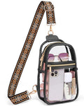 PACKISM Clear Sling Bag Stadium Approved - Clear Bag for Stadium Events & Holographic Bag for Music Festivals Jacquard Strap - color: 01_black
