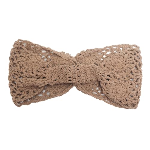 ZLYC Women Headband Handmade Crochet Knit Boho Flower Hair Bands (Twist Knotted Khaki) - color: Twist Knotted Khaki