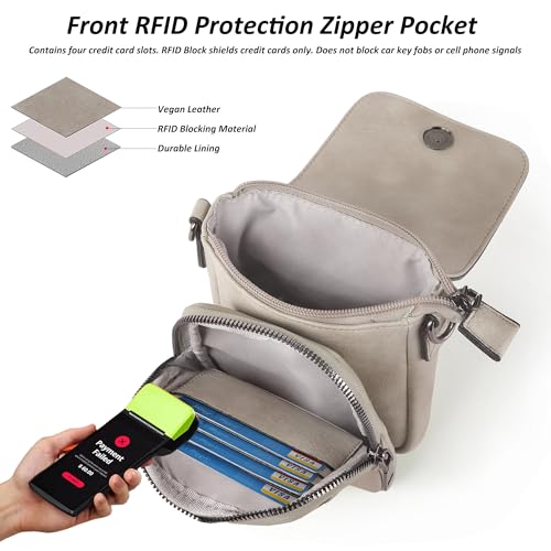 TANTOMI Small Crossbody Bags for Women Trendy, Cell Phone Purses Wallet with 4 Card Slots, Small Purses with Adjustable Strap - color: 01-grey