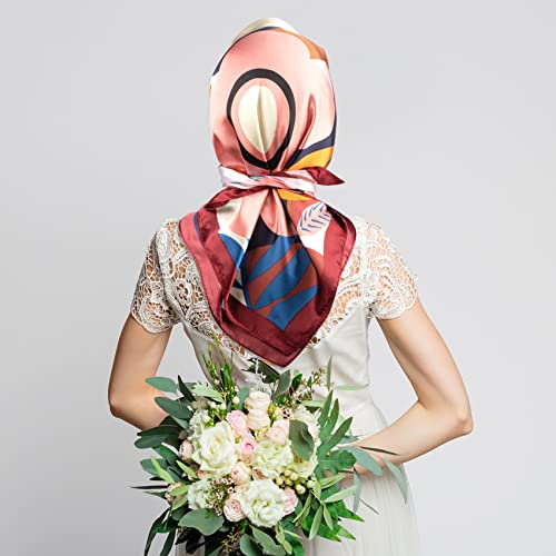 NZKNP Silk-Like Head Scarf - Women's Bandana Wraps - color: 12-colorful Flowers, size: 35"*35"