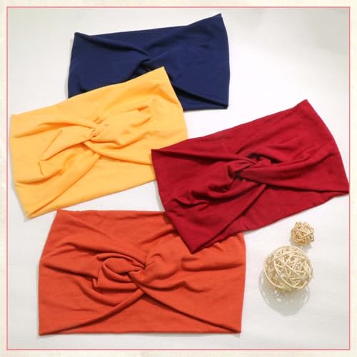 Turban Headbands For Women’s Hair Wraps Wide Headbands Knotted Criss Cross Bandana Head Bands Stretchable Hair Scarf Turban Bands Workout Cute Hairband Fashion Accessories Non Slip 4 Pack - color: Style 115