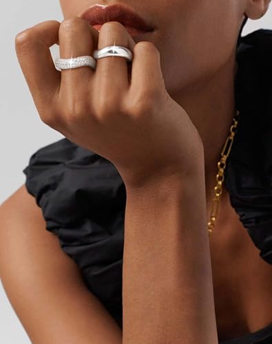 KSF 2Pcs / 3Pcs / 4Pcs Stackable Rings for Women, Gold and Silver Plated Stack Ring Set for Everyday Wear, Gift for Her - color: Multicolor-silver2pcs