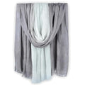 Two-tone Linen Scarf for Women Lightweight Summer Wrap Cotton Shawl Beach Travel Pashmina Gauze 75"×35" - color: Light Grey/White