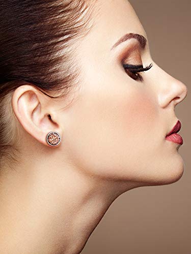 Hicarer 32 Pairs Round Druzy Stud Earrings Bohemian Round Stud Stainless Steel Pierced Earrings Jewelry for Women Graduation Gift - size: 8 mm