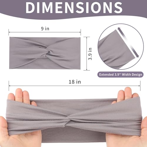 12 Pcs Stretchy Headbands for Women, Absorbed Sport Headband Soft Twist Knotted Hairbands for Daily Life Yoga Workout(Black/Grey/White/Red) - color: Black/Grey/White/Red