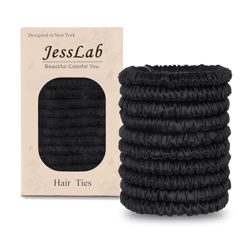 JessLab No Damage Satin Scrunchies, No Crease Hair Ties for Women, Gentle on Fine & Curly Hair, Sleeping, Party, 10-Piece - color: Assorted Colors 1