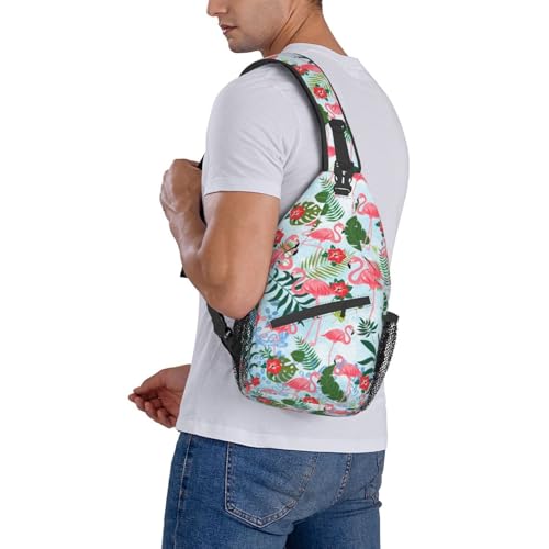 Sling Backpack For Men Hiking Daypack Crossbody Shoulder Bag Travel Chest Pack | Hiking - color: Pink Flamingo