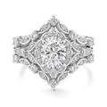 BERRICLE Sterling Silver CZ Halo Wedding Engagement Rings for Women, Oval Cut Cubic Zirconia, 1-3 Piece Sets, Pink/Blue/Clear - style: 3 Piece Set, Clear