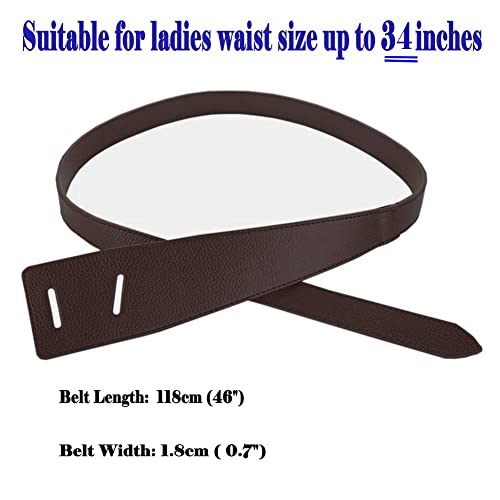 ALAIX Women's Leather Belt Dress Belt for Jeans Jumpsuit Coat Fashion Tie a Knot Genuine Leather Waist Belt - color: Coffee, size: Waist Size up to 34 inches
