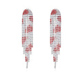 Rhinestone Tassel Earrings Sparkly Long Fringe Crystal Chandelier Dangle Drop Earrings Wedding Party Prom Earrings Premium Iridescent Earrings Wedding Party Jewelry Gifts for Women - color: Silver+Red1