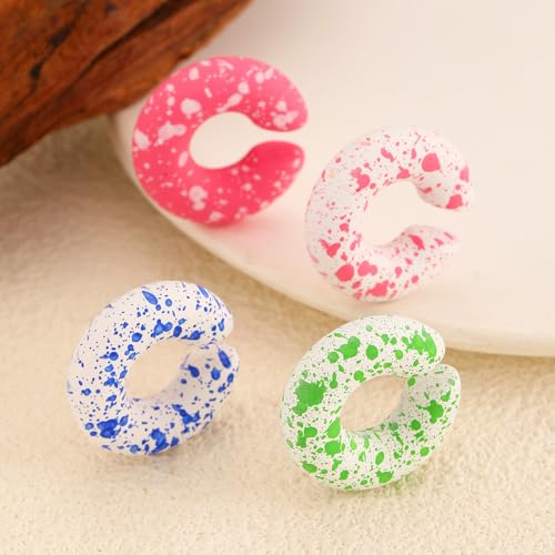 Ear Cuff Earrings for Women Chunky Ear Cuff Colourful Non Pierced Ear Cuff Non Piercing Clip On Cartilage Wrap Cuff Earrings Jewelry Gifts - color: Colours
