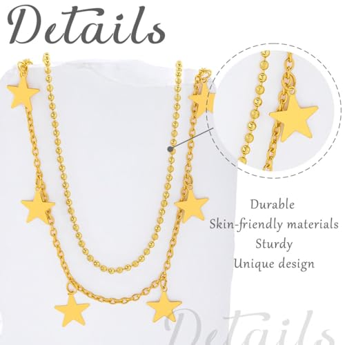 ELABEST Layered Gold Belly Chain 14K Plated Waist Chian Adjustable Sexy Waist Jewelry for Women - size: L(37inch+9.8inch), style: D